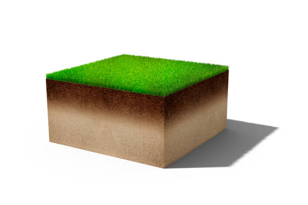 istock 3d piece of land island with fresh green grass 689267066