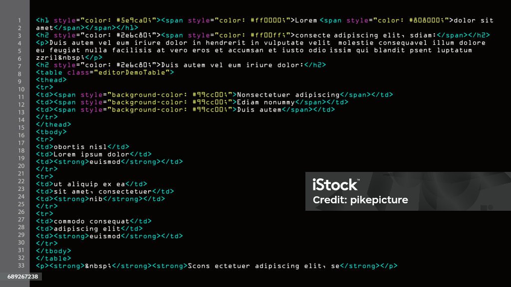 Html Simple Code Vector Colorful Abstract Program Tags In Developer ...
