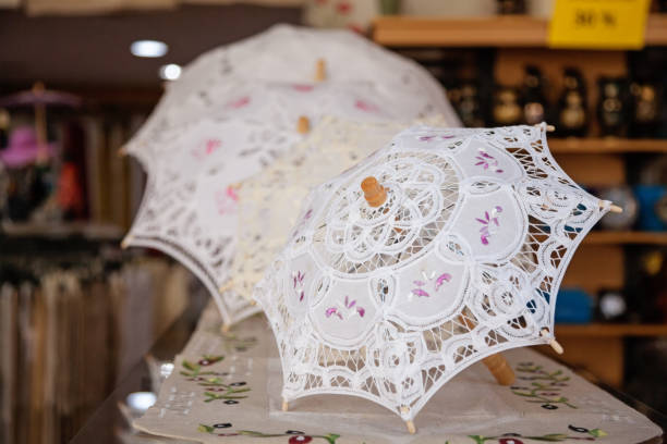 istock Local souvenir store - umbrellas in Lefkara, Cyprus 689267636