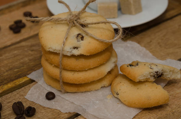 istock Homemade cookies with raisins at breakfast 689270448