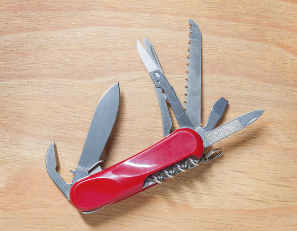 istock Multipurpose Knife on wooden background 689271020
