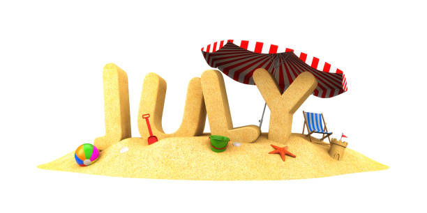 istock JULY - word of sand. 3d illustration 689274346