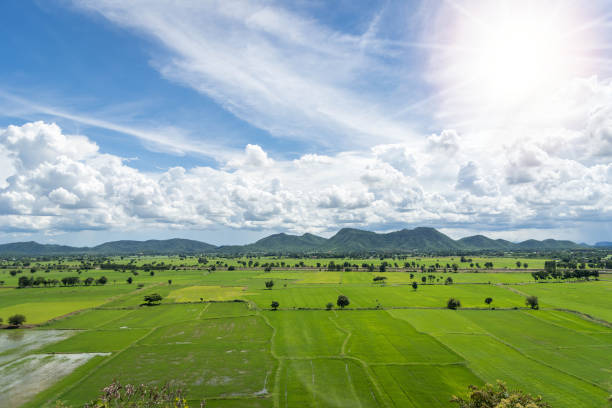 istock Terrace rice fields mountain view on blue sky with Cloud in Kanchanaburi, Thailand 689277998