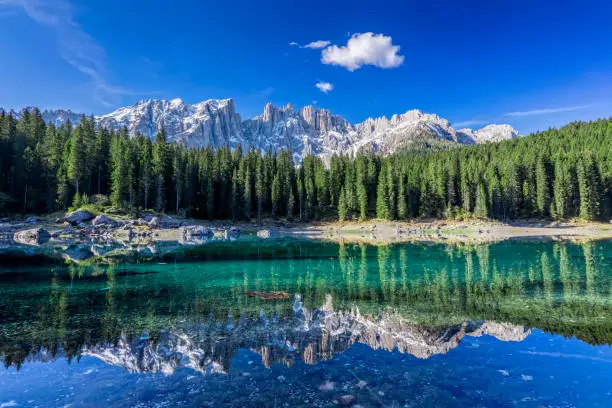 Dolomites, European Alps, Lake, Lake Carezza, Mountain