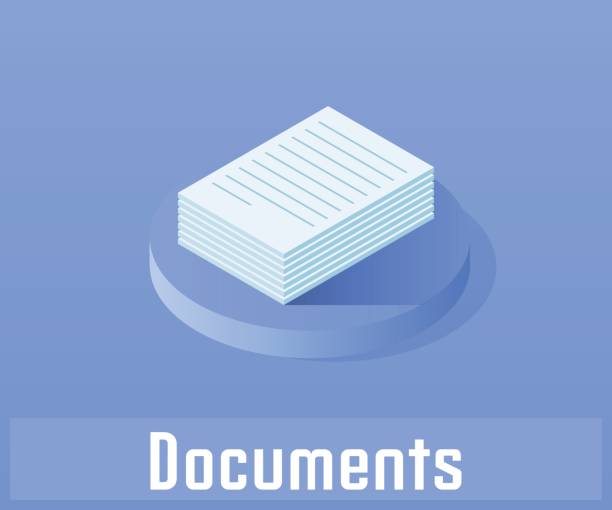 Document icon, vector symbol in flat isometric style isolated on color background. Document icon, vector symbol in flat isometric style isolated on color background. stack of papers stock illustrations
