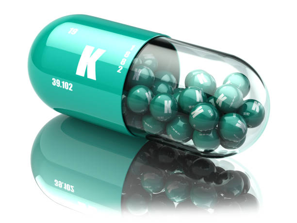 istock Potassium K element pill. Dietary supplements. Vitamin capsules. 689314072