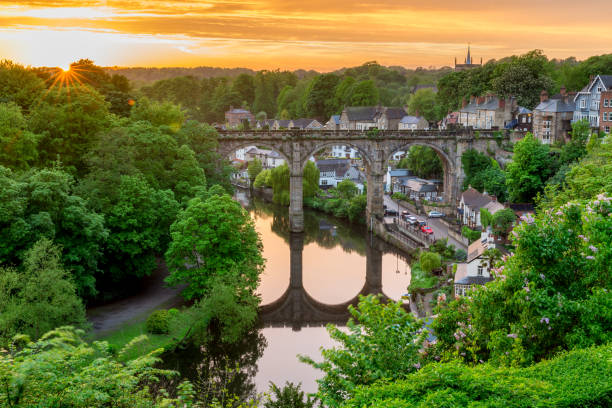 istock Knaresborough North Yorkshire England viaduct view at summer sunset 689316610