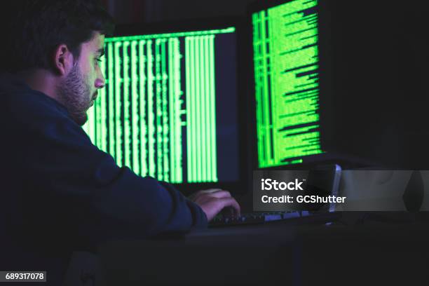 Computer Hardworking And Net Computer Nerd Working Late On His Complex Computer Algorithms Stock ...