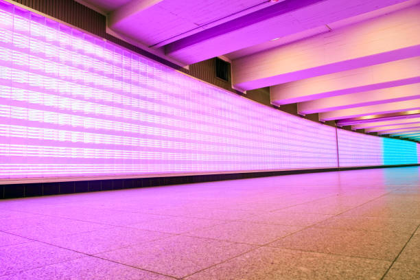 istock Purple colored and illuminated passage and corridor 689317892