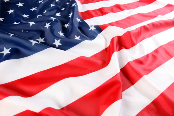 istock Close up of American flag 689323356