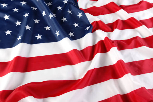 istock Close up of American flag 689323632