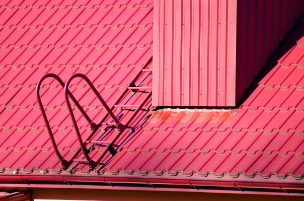 istock New red tiled roof and ladder 689327936