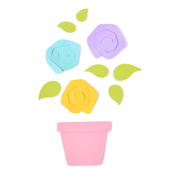 istock Roses in a pot paper cut on white background 689330162