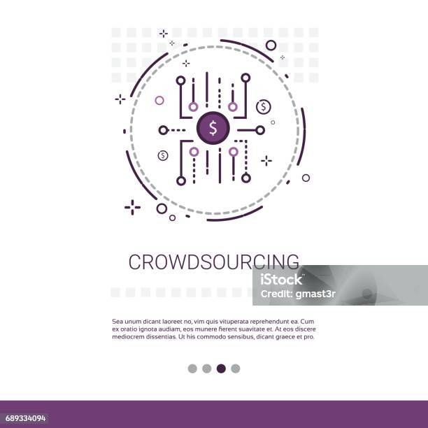 Ilustración de Banner De Web De Crowdfunding Crowdsourcing Business Recursos Con Copia Espacio y más Vectores Libres de Derechos de Actividad comercial