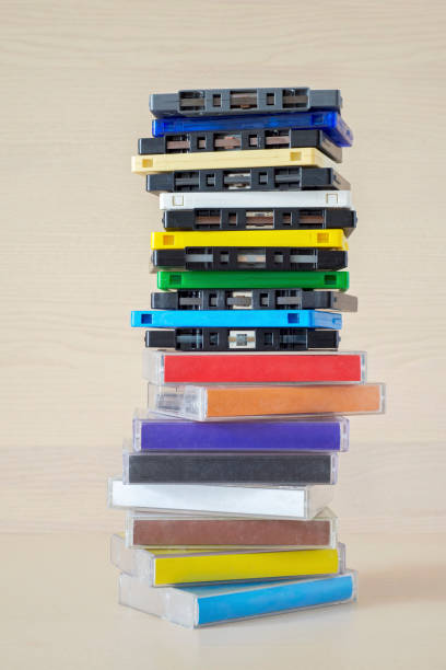 istock Stack of old colorful audio cassettes 689334326
