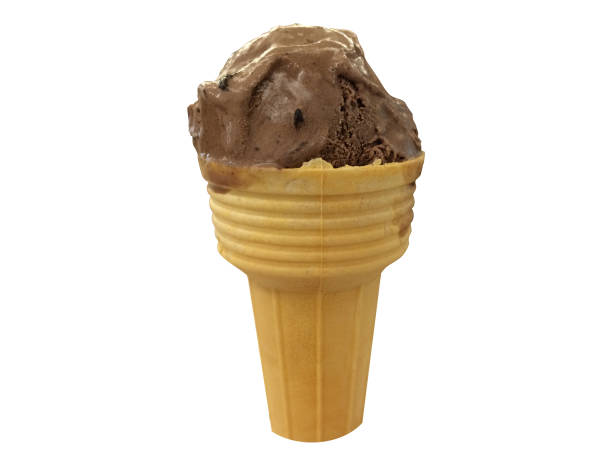 istock Ice cream cone chocolate melt isolated white background 689334516