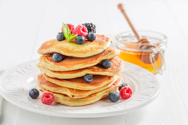 istock Yummy american pancakes for breakfast in the morning 689337530