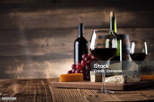 Red Wine And Cheese Stock Photo - Download Image Now - Wine, Cheese, Wine Bottle