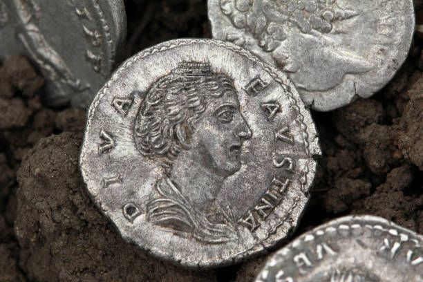 istock Diva faustina, Roman coin 689341106