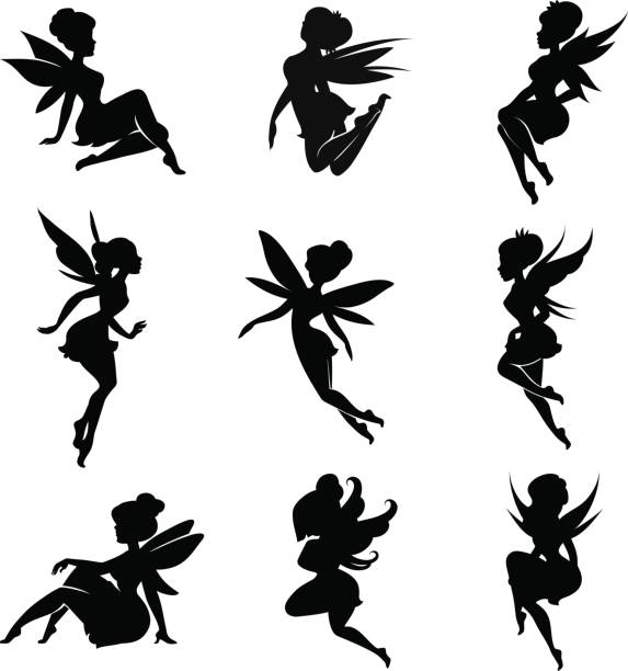 ilustraciones, imágenes clip art, dibujos animados e iconos de stock de hadas mágicas en el estilo de dibujos animados. - fairy