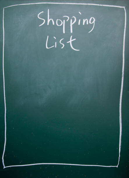 istock shopping list  title handwritten with chalk on blackboard 689353676
