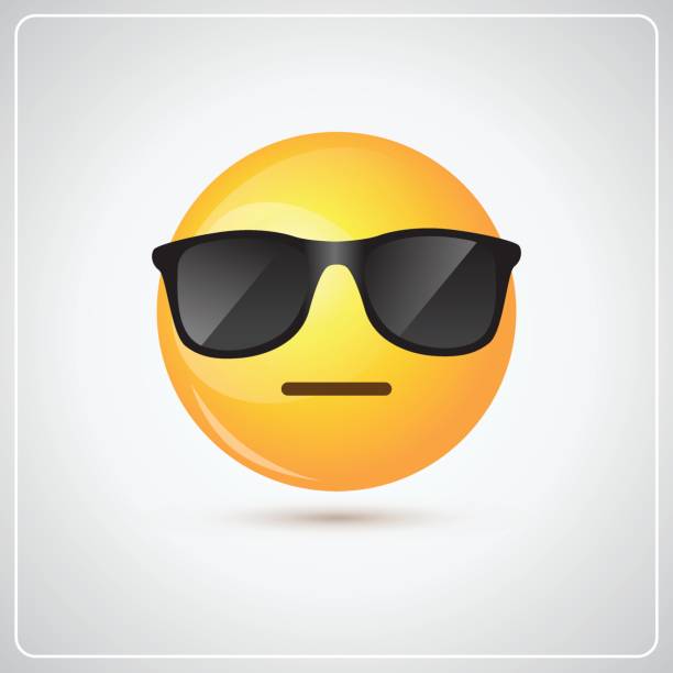 ilustrações, clipart, desenhos animados e ícones de sorridente cartoon rosto wear sunglasses pessoas emoção ícone amarelo - behavior smiley face occupation expressing positivity