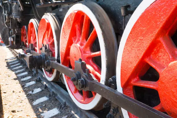 steam train steel red wheels