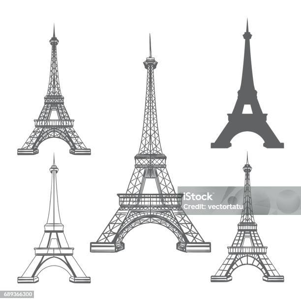 Eiffel Tower Black Silhouettes Stock Illustration - Download Image Now - Eiffel Tower - Paris, Vector, Icon Symbol