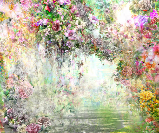 istock Abstract colorful flowers watercolor painting 689383782