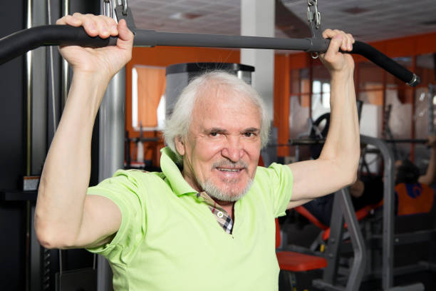 istock Elderly man in the gym 689395020