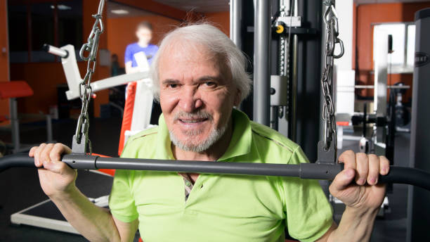 istock Elderly man in the gym 689395022