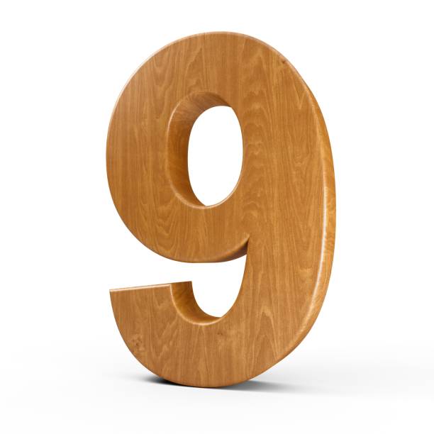 istock 3d Rendering wood material number 9 nine isolated white background 689397938