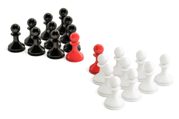 istock Chess, confrontation and opposition concept with two leaders. 3D rendering isolated on white background 689416786