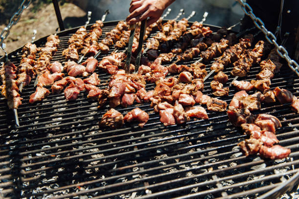 istock The pork shish kebabs prepared on a brazier 689422264