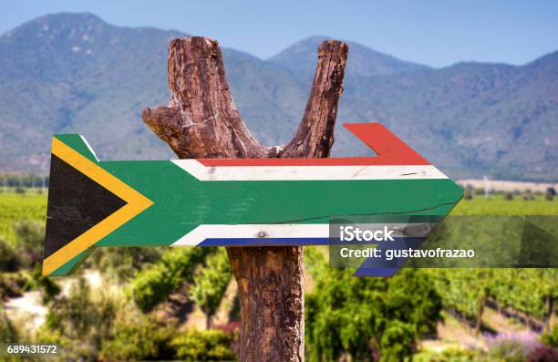 South Africa Flag Wooden Sign Stock Photo - Download Image Now - South Africa, Agriculture, Vineyard