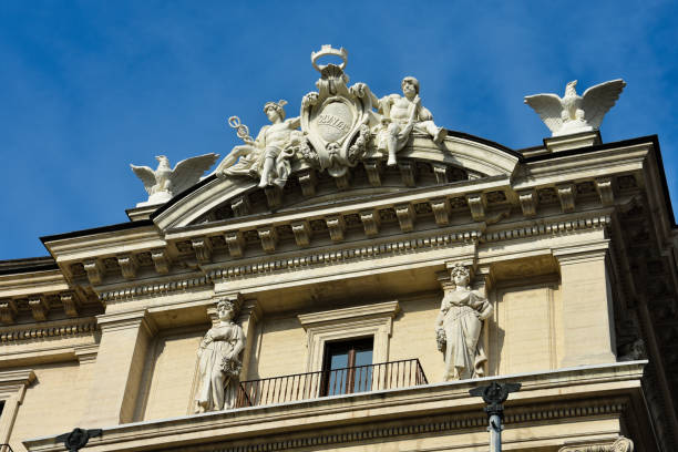 istock Sculptures in a balcony at Republic Square 689435374