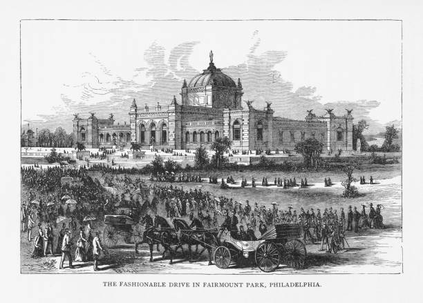 istock Fashionable Drive in Fairmount Park, Philadelphia Victorian Engraving, 1879 689441354