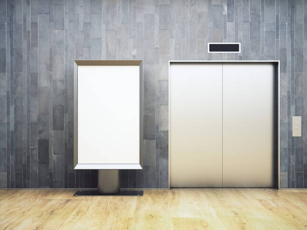 istock Wooden interior with white banner 689466184