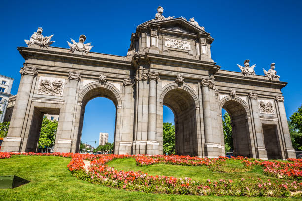 istock Alcala Gate (Puerta de Alcala) - Monument in the Independence Square in Madrid, Spain 689475420