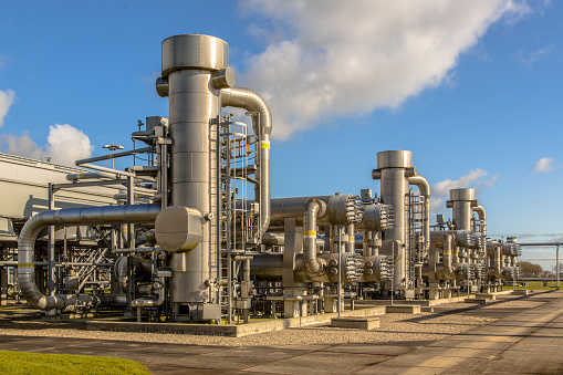 Refinery units on Dutch Natural gas field processing site