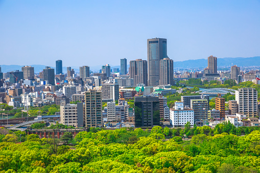 Panoramic view of Osaka business district
