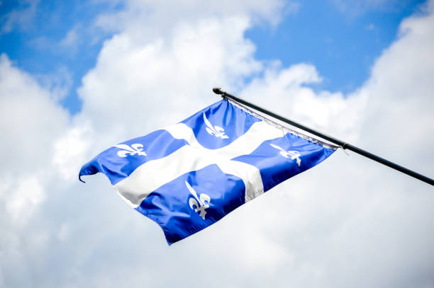 istock The waving flag of Quebec 689488360