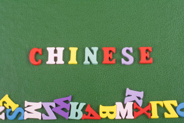 istock CHINESE word on green background composed from colorful abc alphabet block wooden letters, copy space for ad text. Learning english concept 689490950