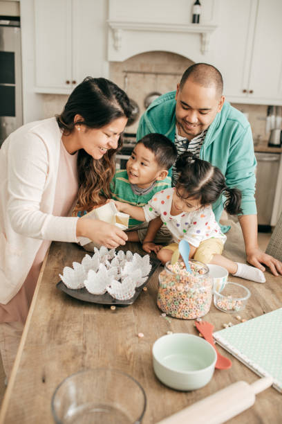 istock Happy family of four 689496684