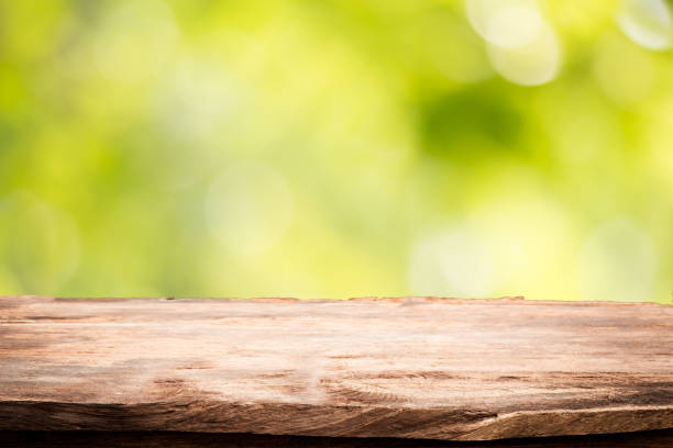 istock Empty old wooden table with natural background,Free space for product editing 689496888