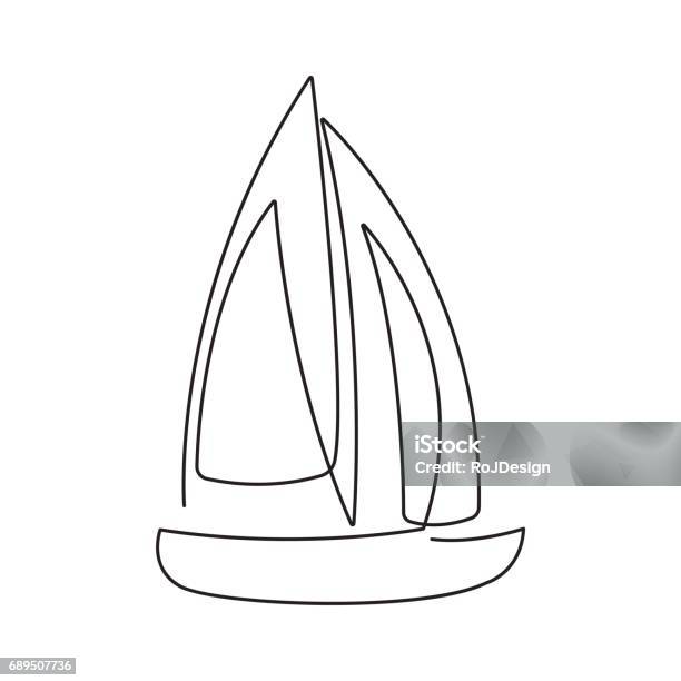 Moderne Volllinie Segelboot Eine Zeichnung Von Schiffform Für Symbol Moderne Volllinie Segelboot Eine Zeichnung Von Schiffform Für Symbol
