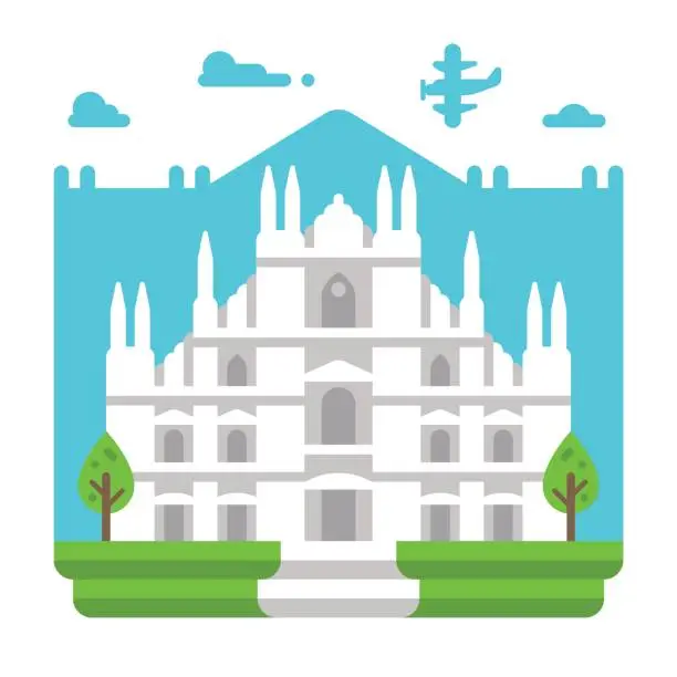 Vector illustration of Flat design Milano Duomo