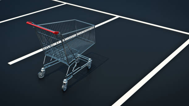 istock Shopping cart in parking. 3d rendering 689515276