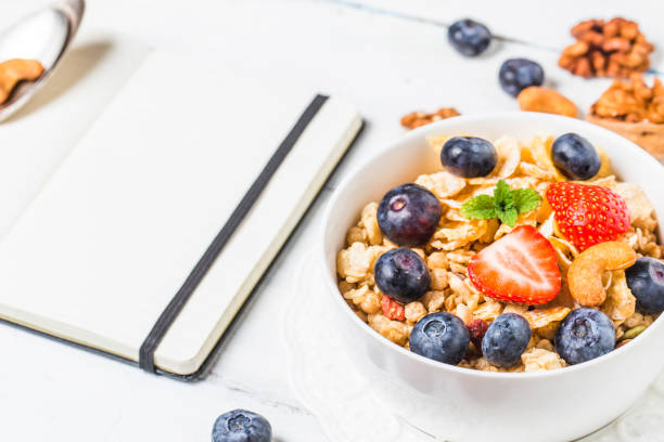 istock crunchy flakes with blueberries and various yogurts for healthy breakfast 689527642