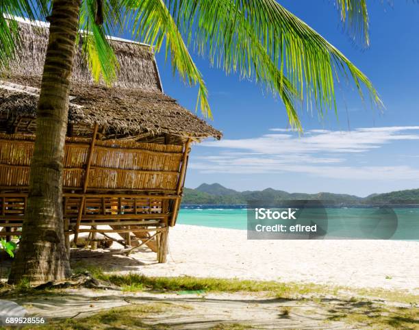 Beach Stock Photo - Download Image Now - Beach, Hut, Bamboo - Material
